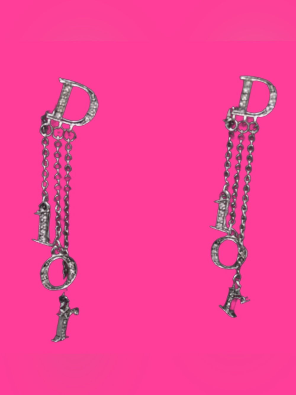 Dior Crystal Letter Drop Earrings